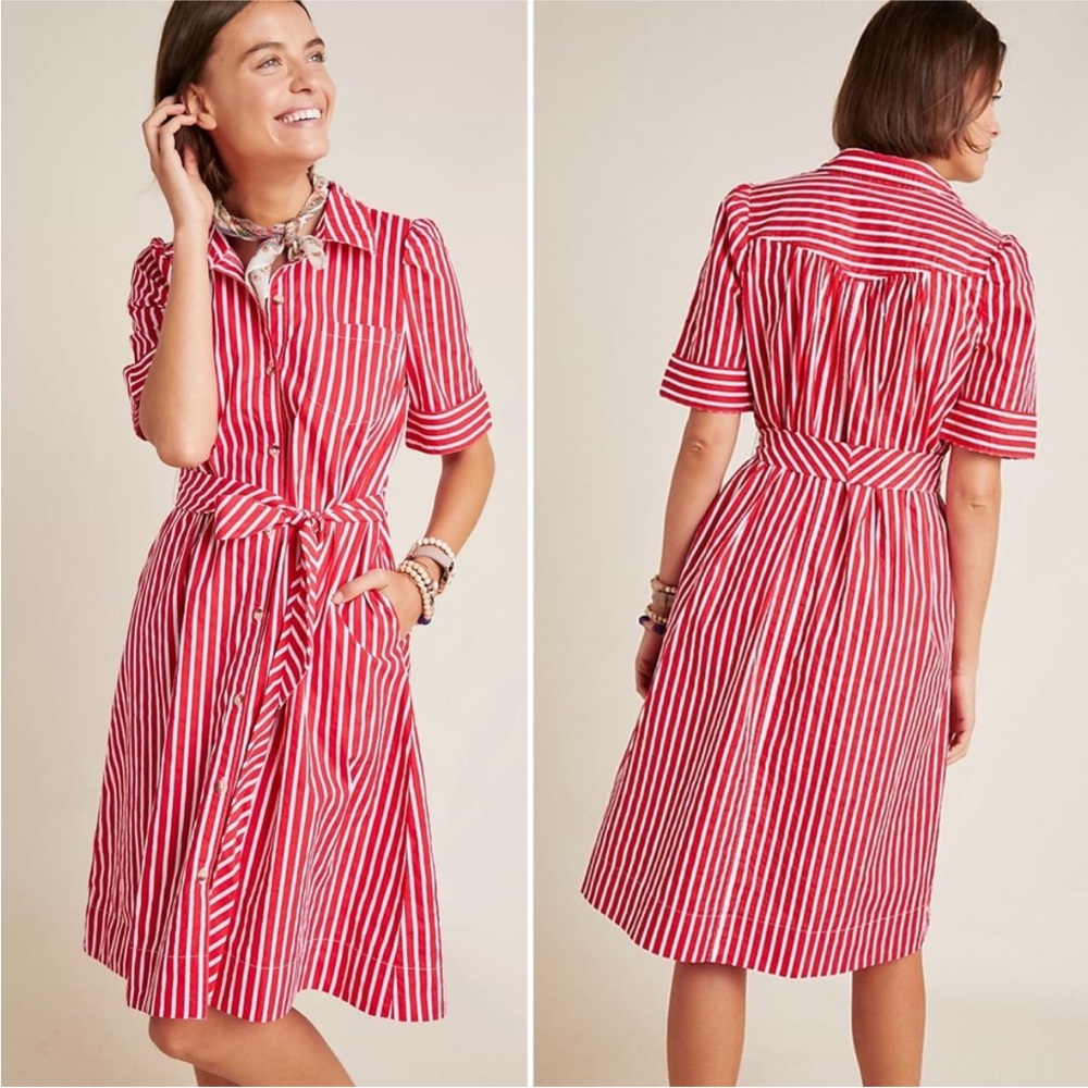 Anthropologie Maeve Kiana Striped Shirtdress Size XS